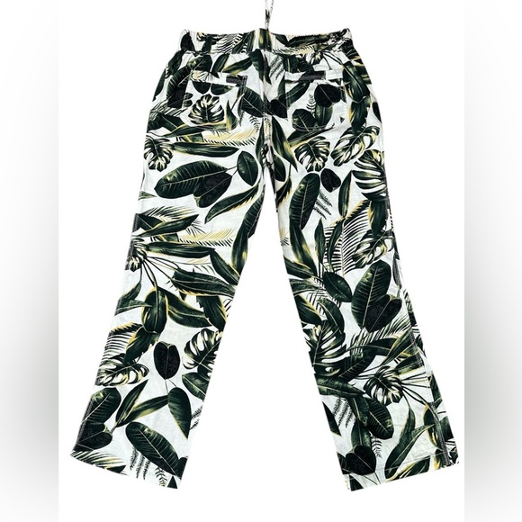 Per Se Women's Tropical Palm Linen Blend Wide Leg Pants Size Medium NWOT! - Picture 2 of 4